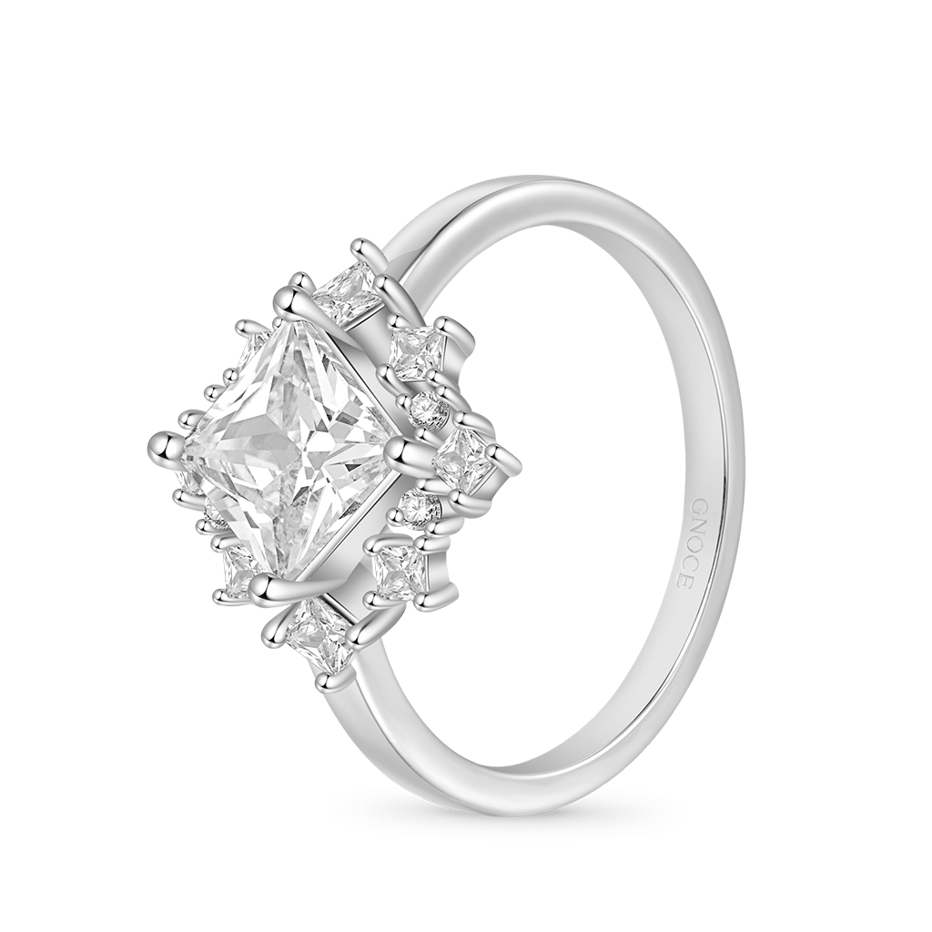 Gnoce Classic Pagoda-Cut White Zirconia Ring_2