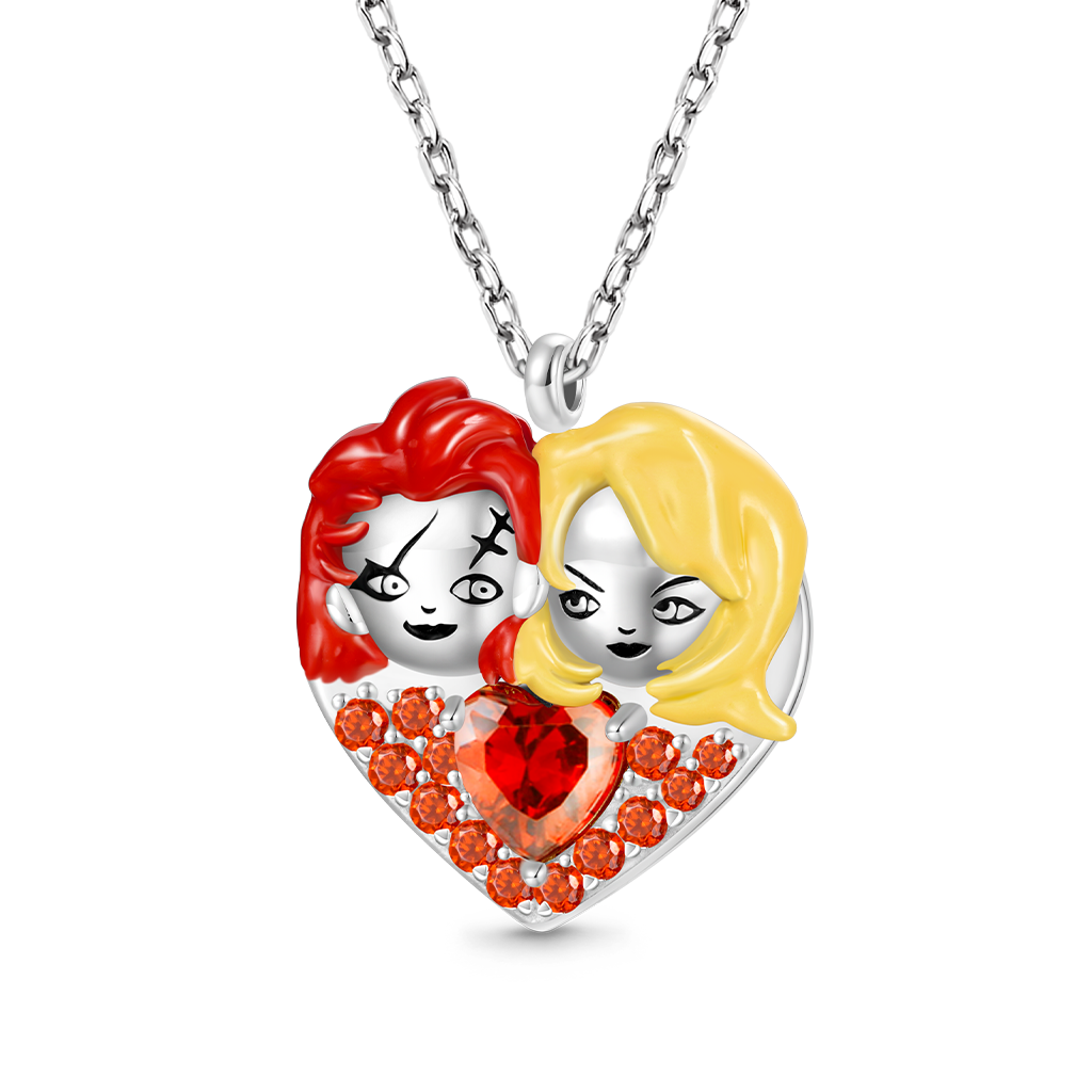 Gnoce Shinny “Til Death Do Us Part” Chucky & Tiffany Heart Necklace_1