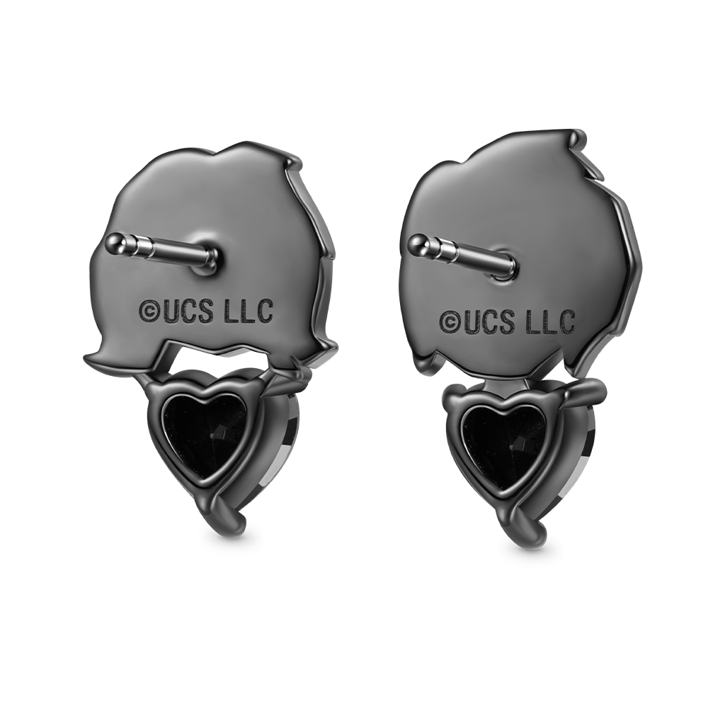Gnoce Chucky & Tiffany Black Heart Mismatched Stud Earrings_2