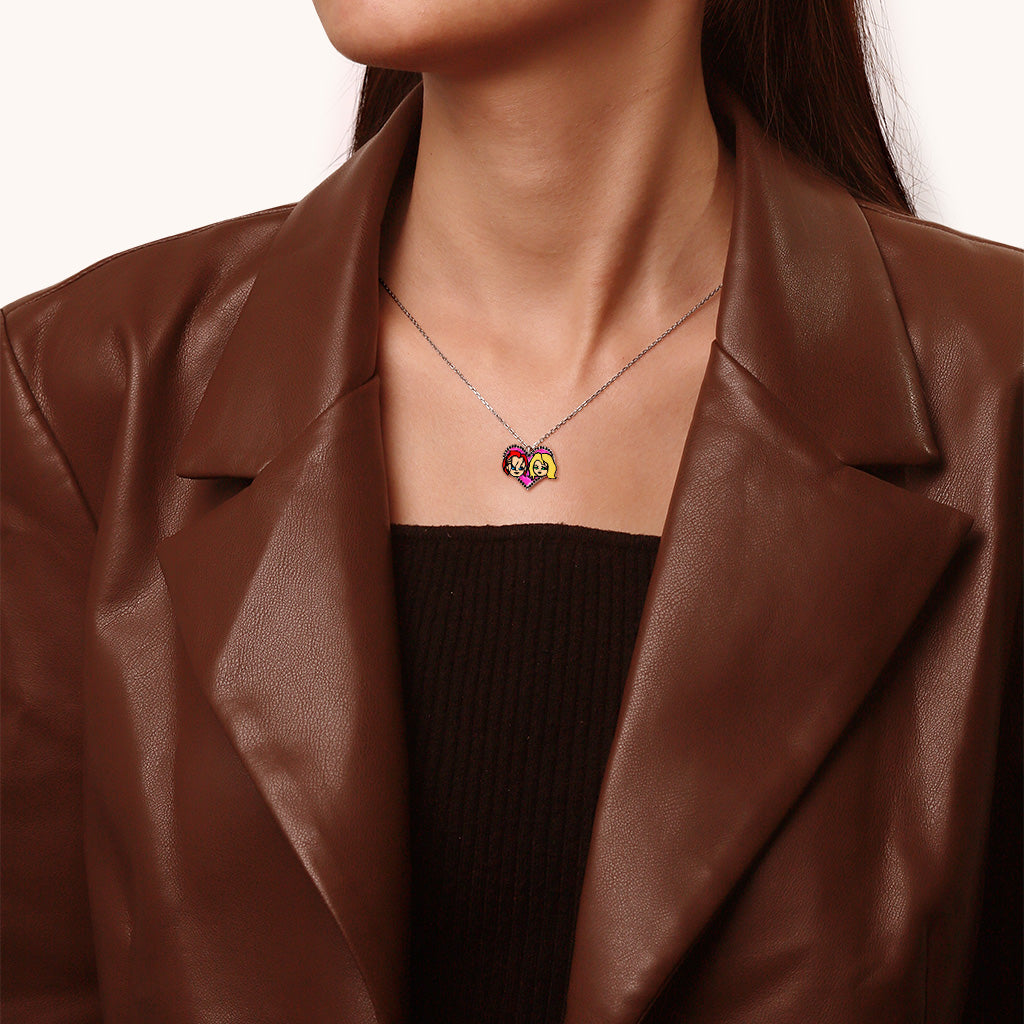 Gnoce Twisted Couple Chucky and Tiffany Heart Necklace_5
