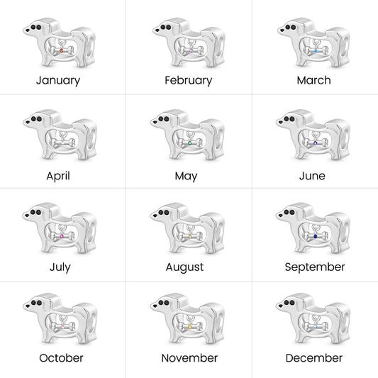 Gnoce Hollow Puppy Bone Birthstone Charm_7