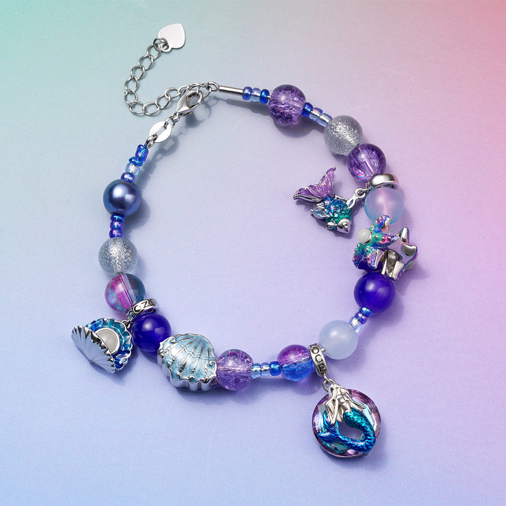 Gnoce DIY Indigo Blue Galaxy Glass Beaded Bracelet_4