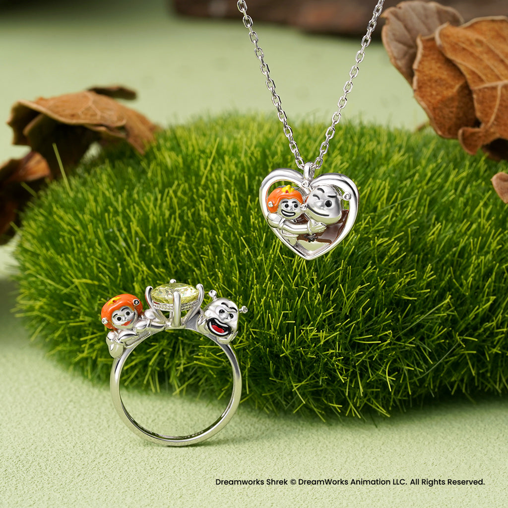 Gnoce Shrek & Fiona Heart Necklace_4