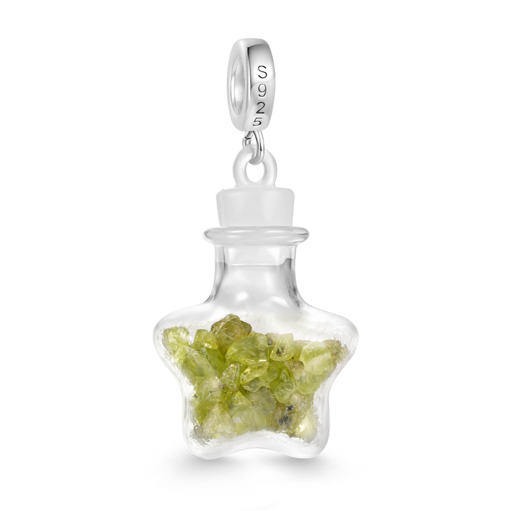 Gnoce Natural Peridot Star Bottle Pendant Dangle Charm_2
