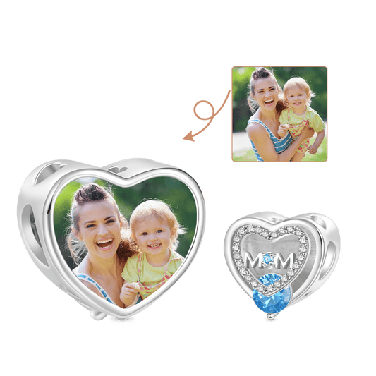 Gnoce Mother's Day Heart Birthstone Personalized Photo Charm_1