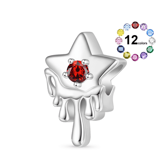 Gnoce Melted Five-pointed Star Engravable Birthstone Charm_1