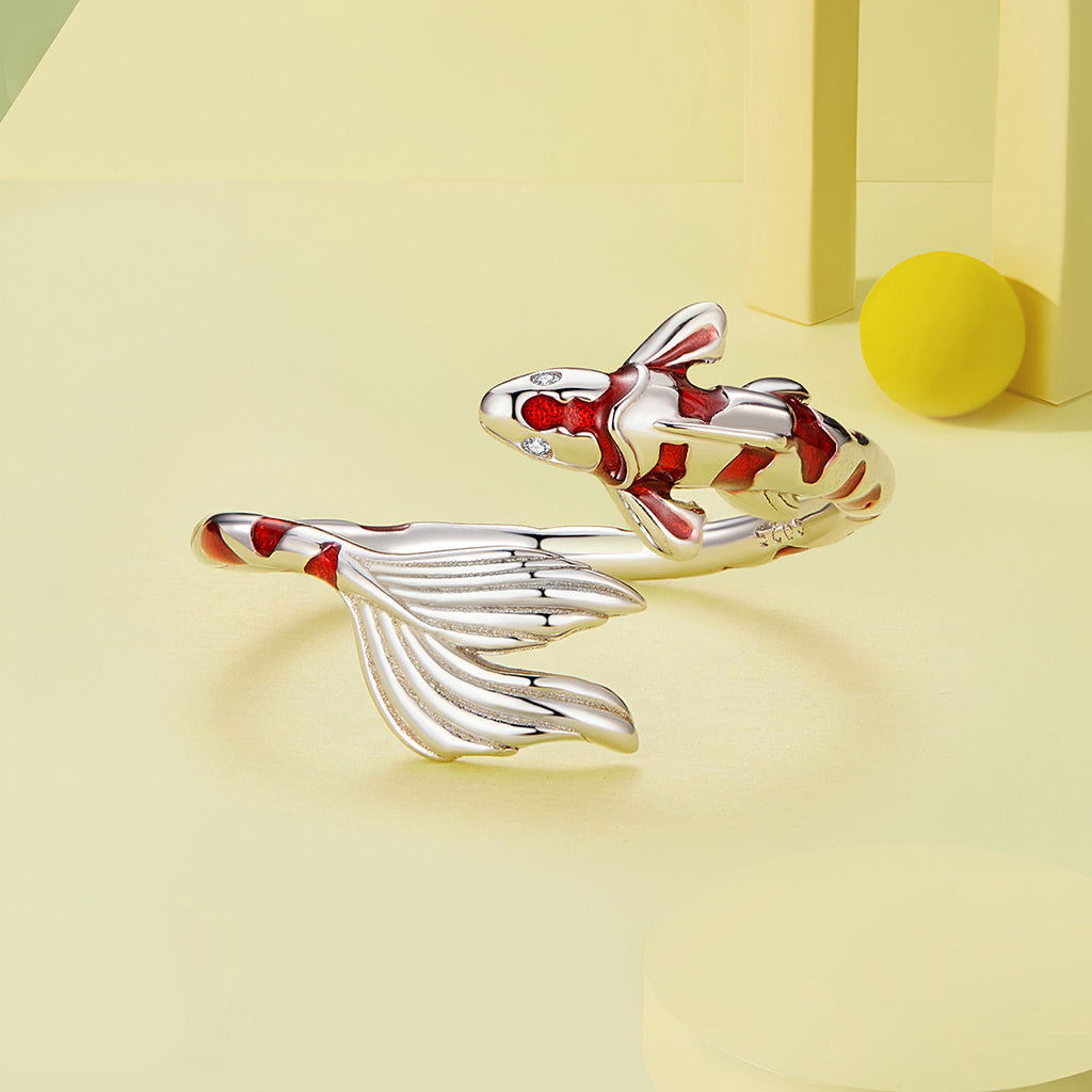 Gnoce Adjustable Good Luck Koi Fish Fortune Ring_2