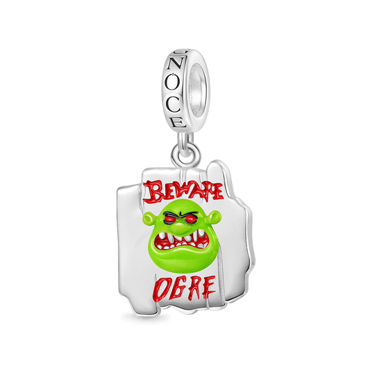 Gnoce Shrek “Beware Ogre” Warning Sign Pendant Dangle Charm_1