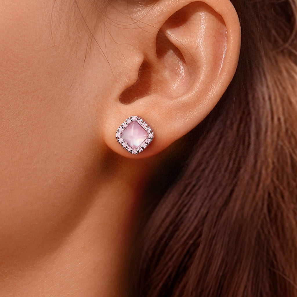 Gnoce Natural Rose Quartz Stud Earrings_5