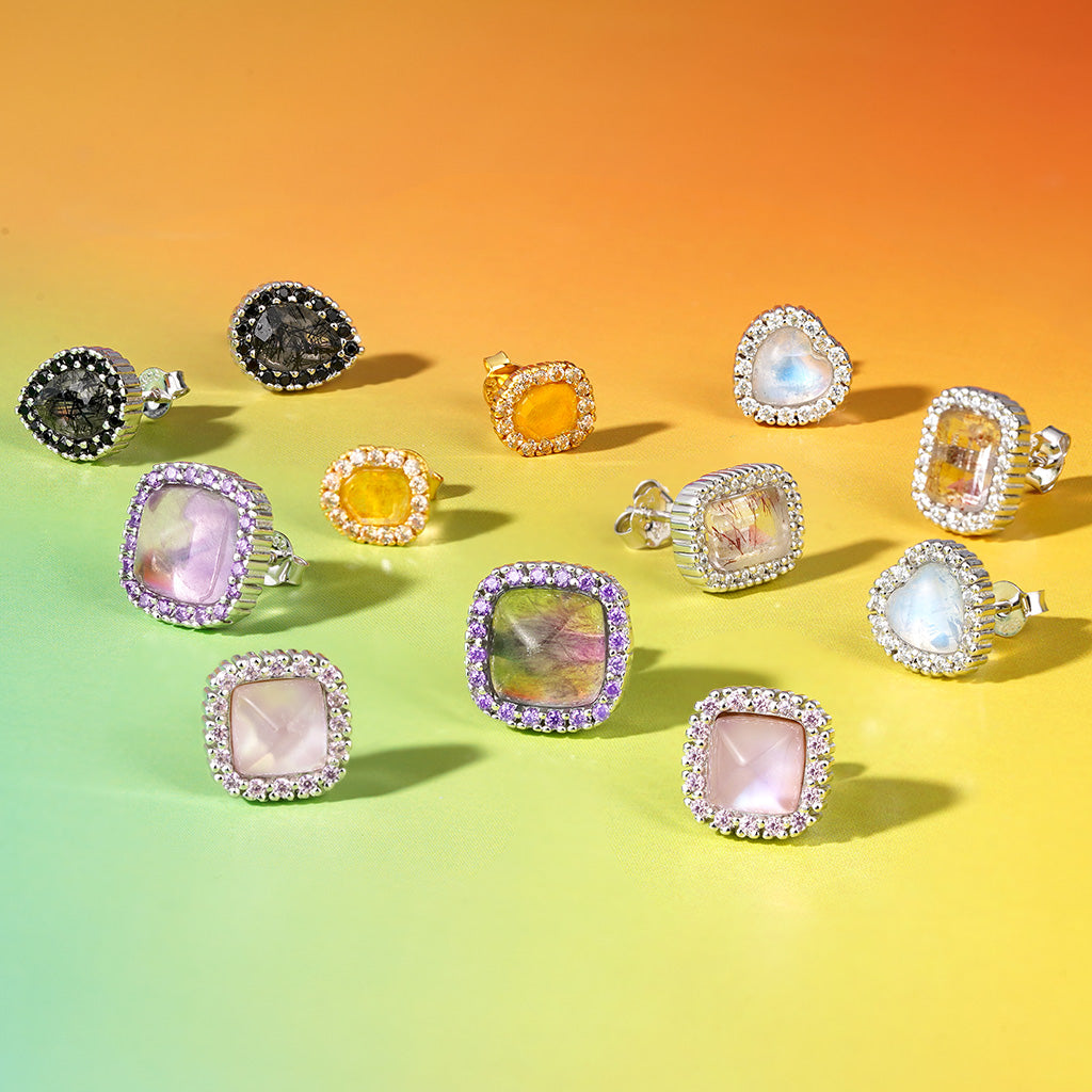 Gnoce Natural Rose Quartz Stud Earrings_3