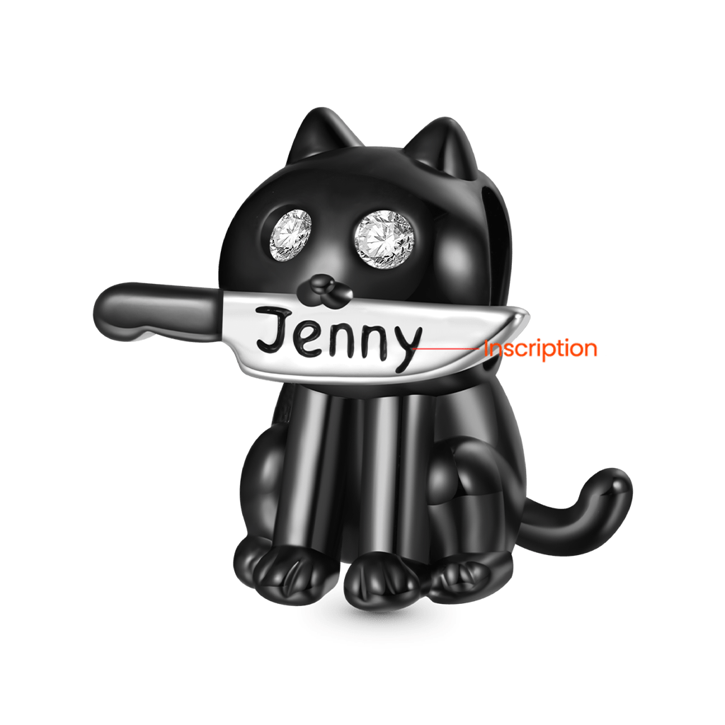Gnoce Black Cat Engravable Knife Pendant Dangle Charm_2