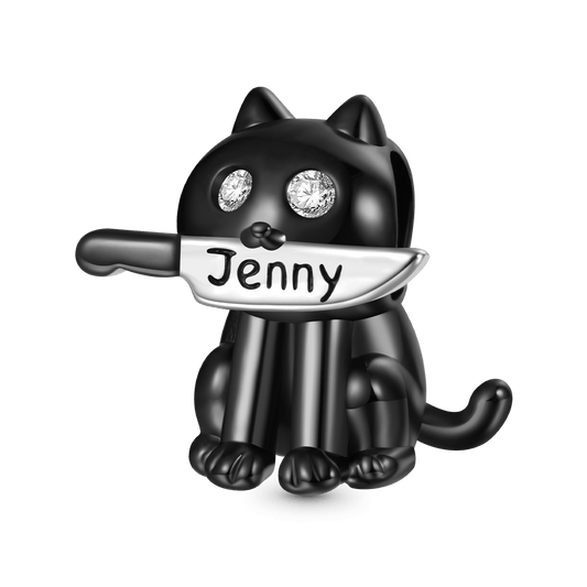 Gnoce Black Cat Engravable Knife Pendant Dangle Charm_1