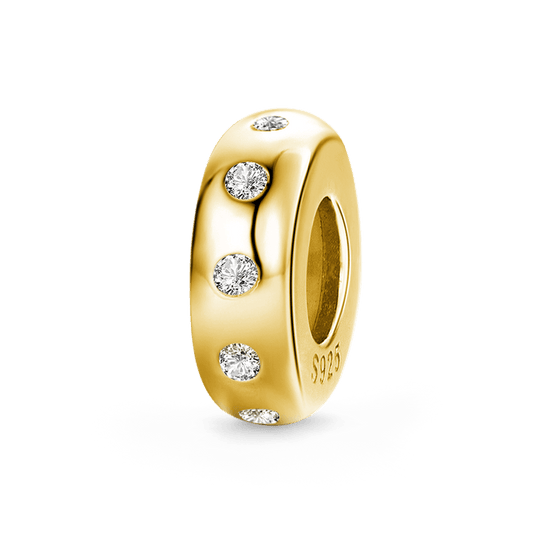 Gnoce 18k Gold Plated Shiny Stopper Charm with White Gemstones_1