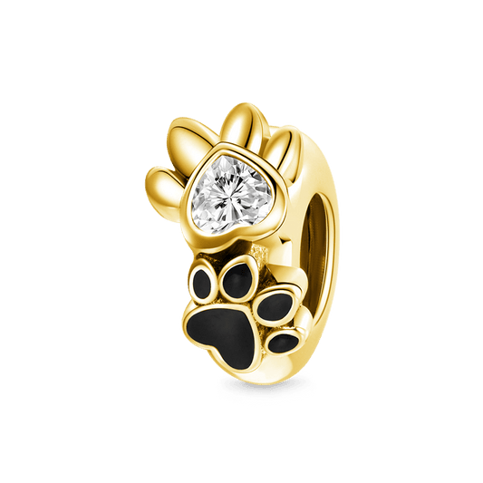Gnoce 18k Gold Plated Pet Paws Stopper for Charm Bracelets_1