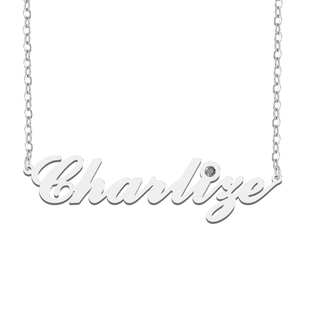 Gnoce Elegance Name Necklace with Birthstone_4