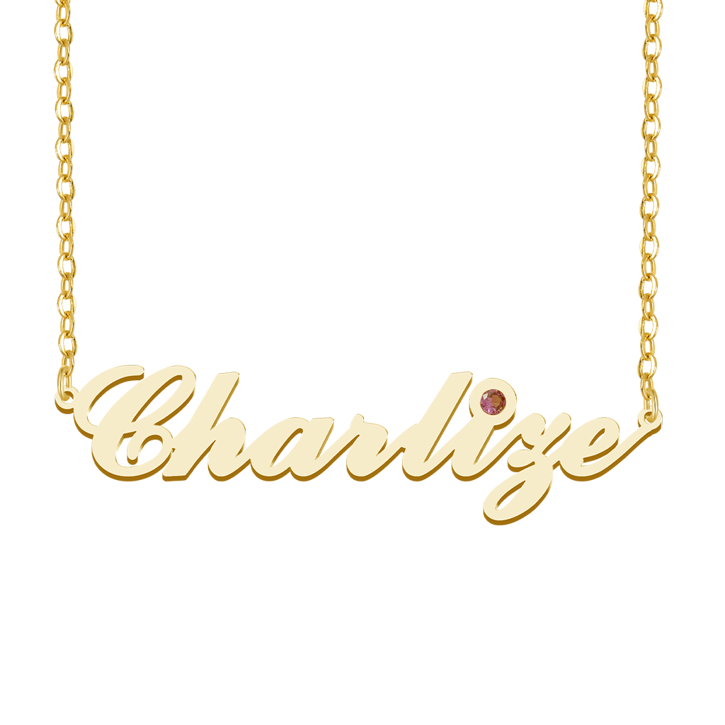Gnoce Elegance Name Necklace with Birthstone_3