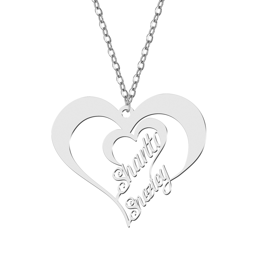 Gnoce Valentine's Day Personalized Heart Couple Name Necklace_2