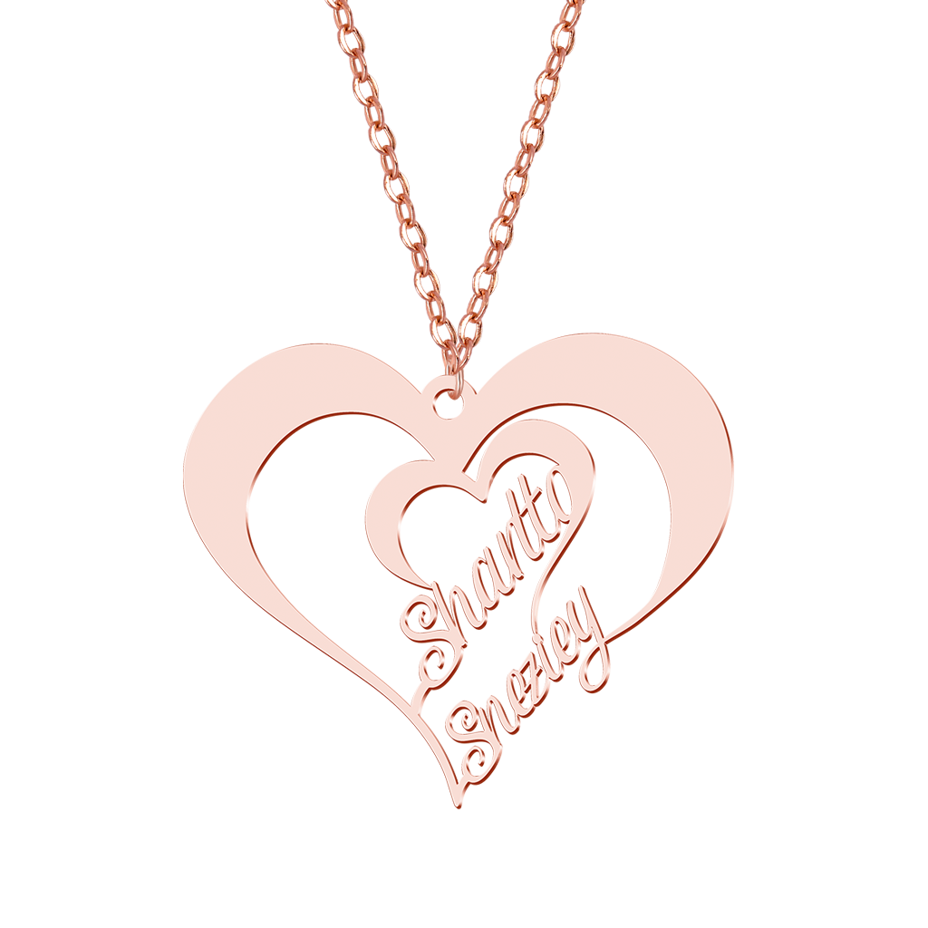 Gnoce Valentine's Day Personalized Heart Couple Name Necklace_3