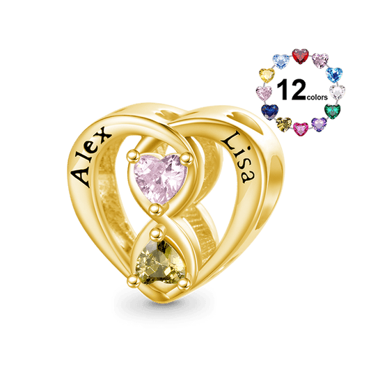 Gnoce 18k Gold Plated Infinite Love Couple Engravable Charm_1