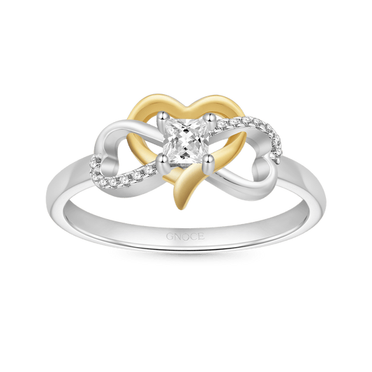 Gnoce Diamond Two-Tone Heart Infinity Mobius Promise Ring_1
