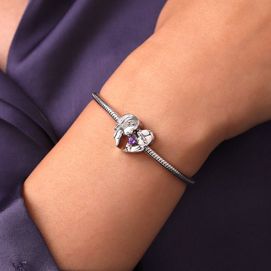 Gnoce Mother & Son Heart Engravable Birthstone Double Charm_6