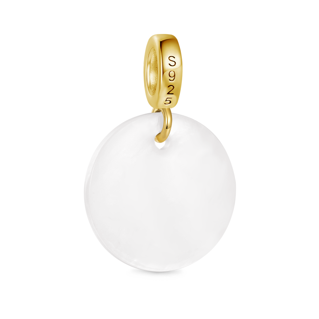 Gnoce Natural Freshwater Shell Round Gold 26 Letters Pendant Dangle Charm_2