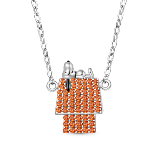 Gnoce Peanuts Lying Snoopy Doghouse Diamond Necklace_1