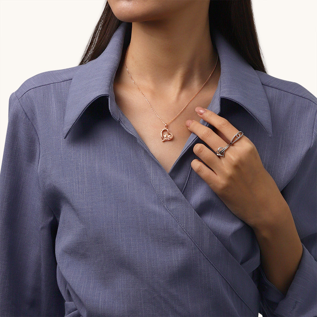 Gnoce Rose Gold "I love you forever" Highland Cow Heart Necklace_5