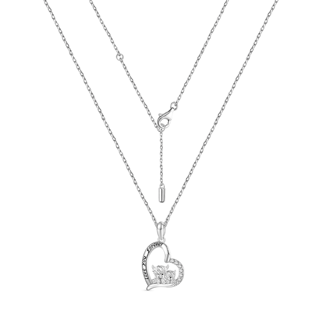 Gnoce "I love you forever" Highland Cow Heart Necklace_3