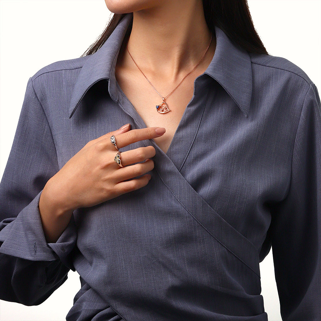 Gnoce "I love you forever" Highland Cow Heart Birthstone Necklace_6