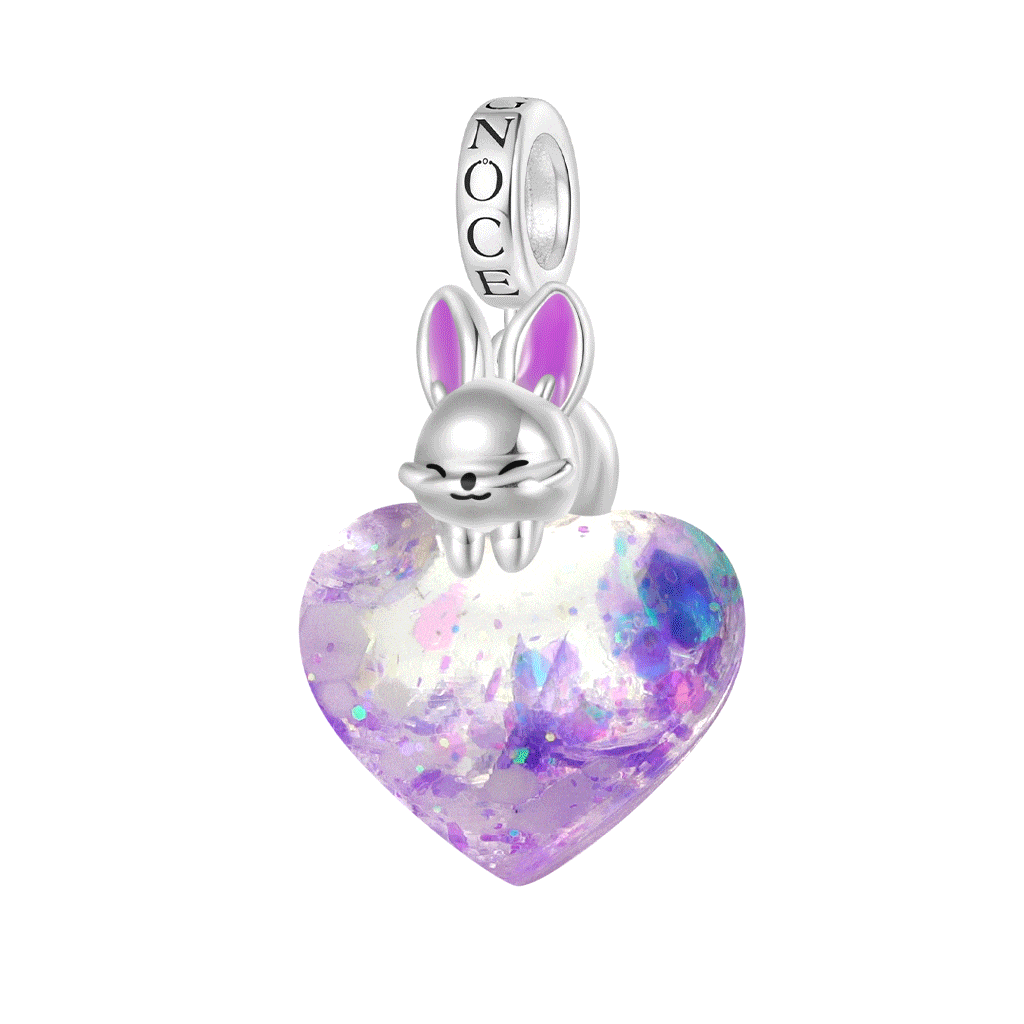 Gnoce Lying on Your Heart Glow in the Dark Easter Bunny Glitter Charm_1