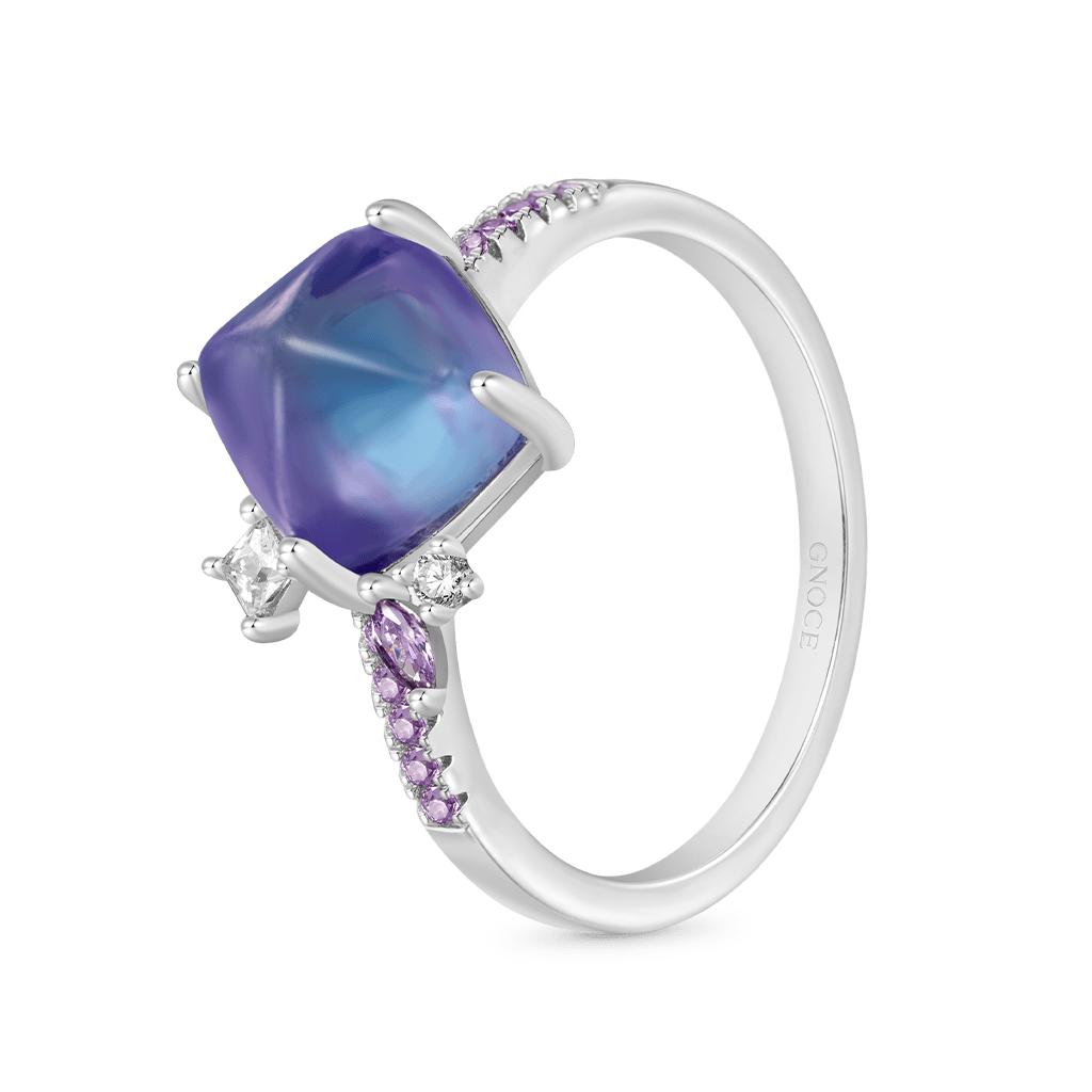 Gnoce Two-color Fluorite Crystal Sugar Tower Ring_2