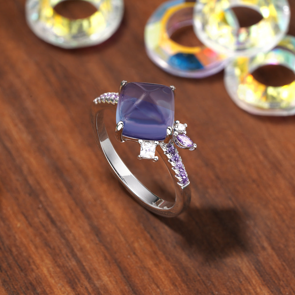 Gnoce Two-color Fluorite Crystal Sugar Tower Ring_3