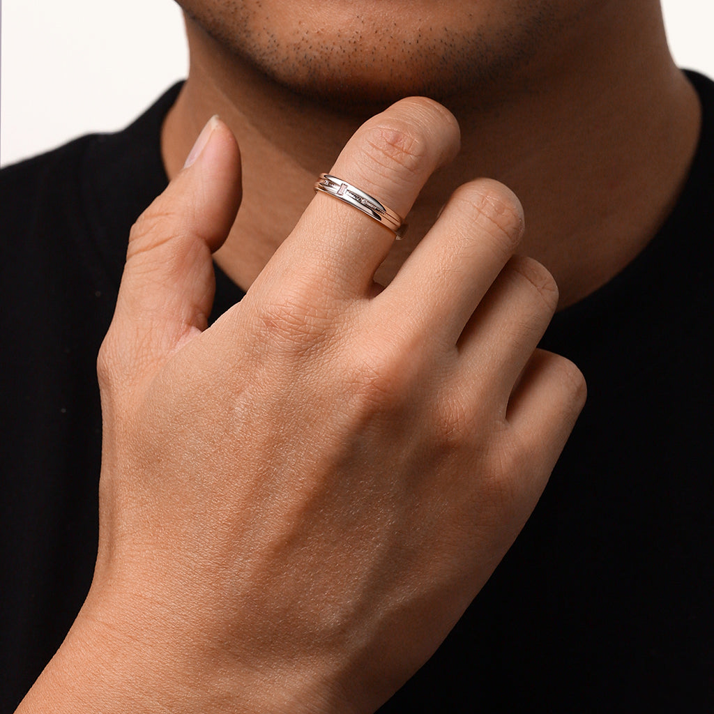 Gnoce Silver Cubic Zirconia Men's Band_4