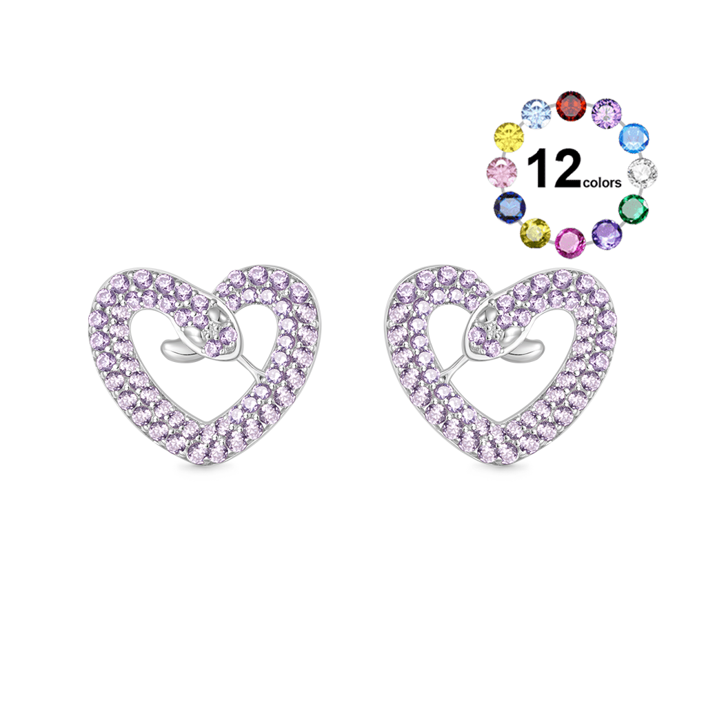 Gnoce Snake Heart Shape Stud Earrings_1
