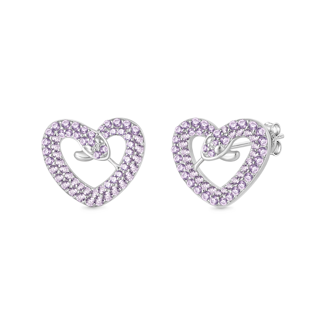 Gnoce Snake Heart Shape Stud Earrings_2