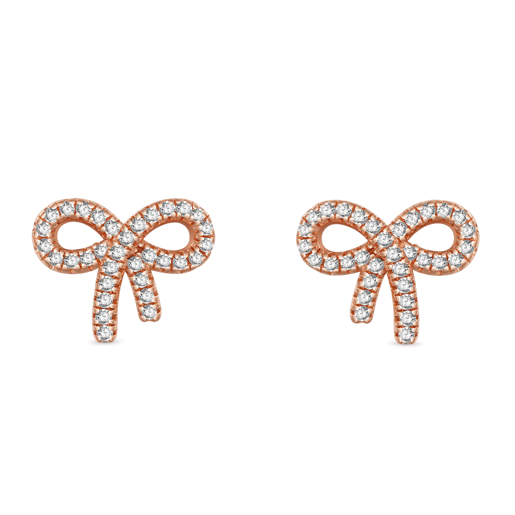 Gnoce Diamond Bow Birthstone Stud Earrings_1