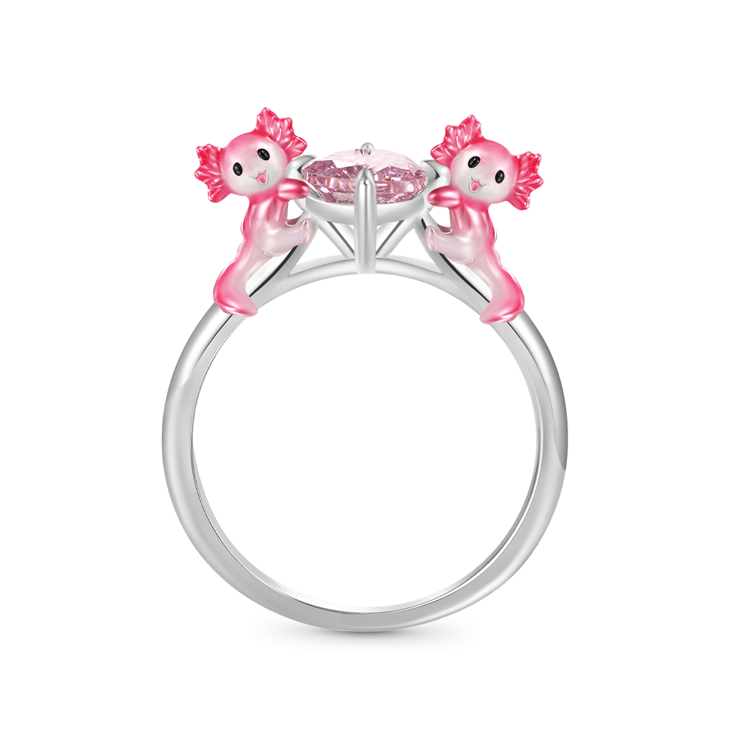 Gnoce Adorable Axolotl Hug Pink Diamond Ring_1
