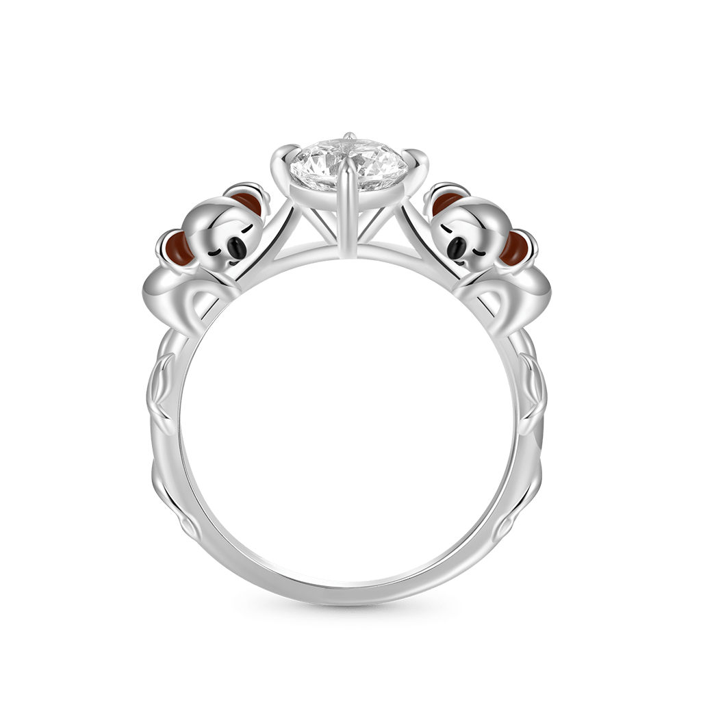 Gnoce Docile Koala Hug White Diamond Ring_1