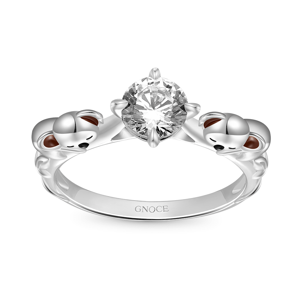 Gnoce Docile Koala Hug White Diamond Ring_2
