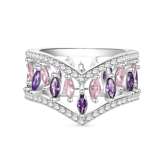 Gnoce Fancy Multi-Stone V-Shaped Cross-over Stackable Rings_1