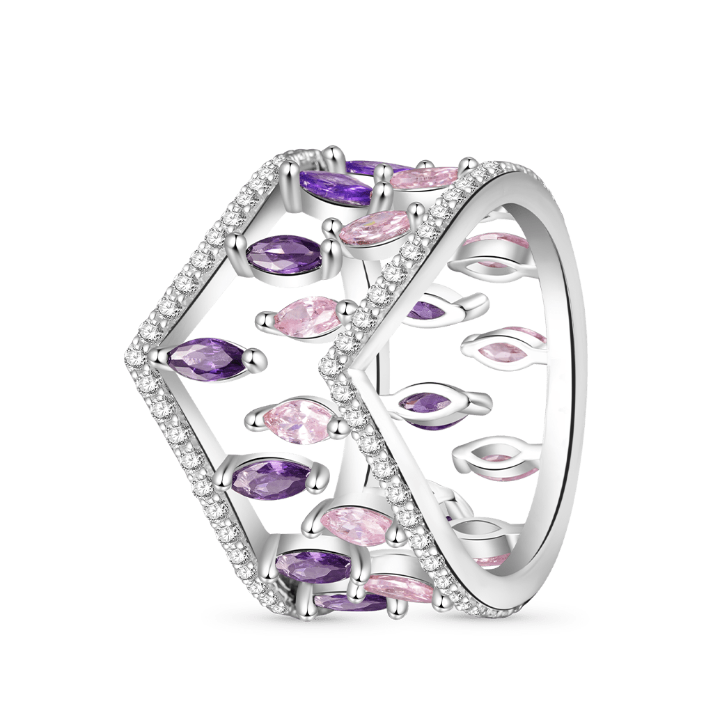 Gnoce Fancy Multi-Stone V-Shaped Cross-over Stackable Rings_2