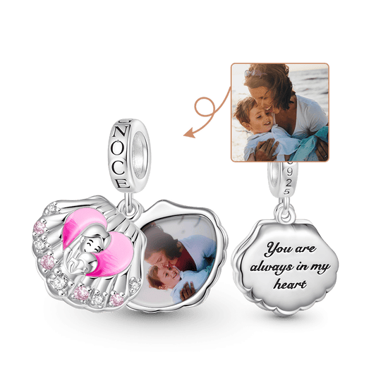 Gnoce Rotatable Shell Mother's Day Personalized Photo Charm_1