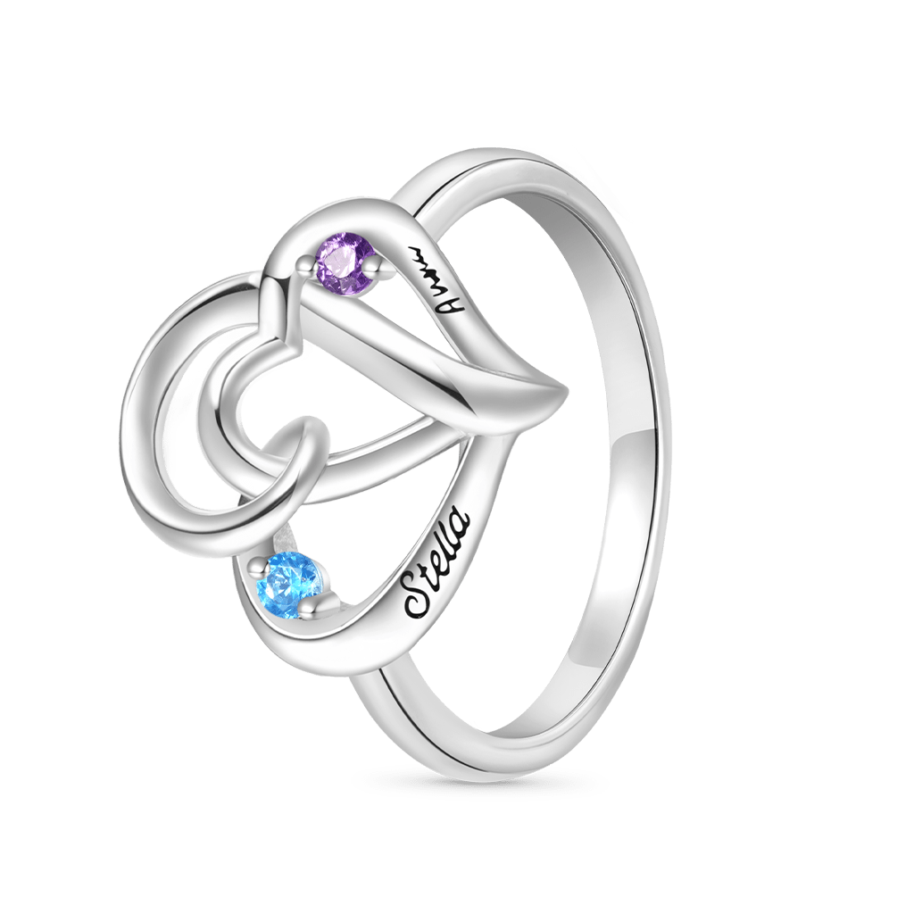 Gnoce Personalized Ladies' Double Heart Promise Ring_3