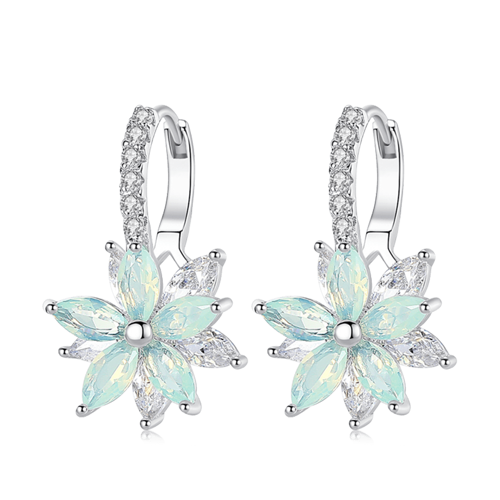 Gnoce Crystal Flower Leverback Dangle Earrings_1