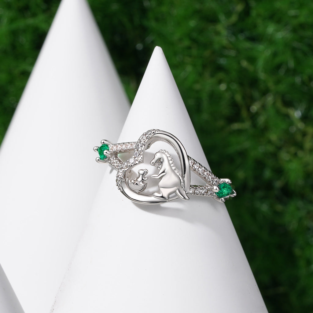 Gnoce Dinosaur Mother and Child Heart Ring_3