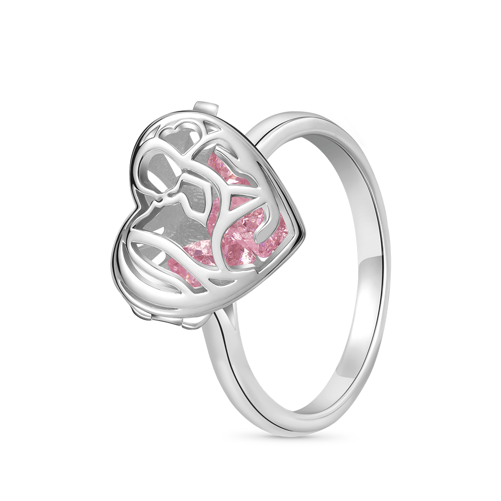 Gnoce Mother's Day Openable Hollow Heart with Diamond Ring_3