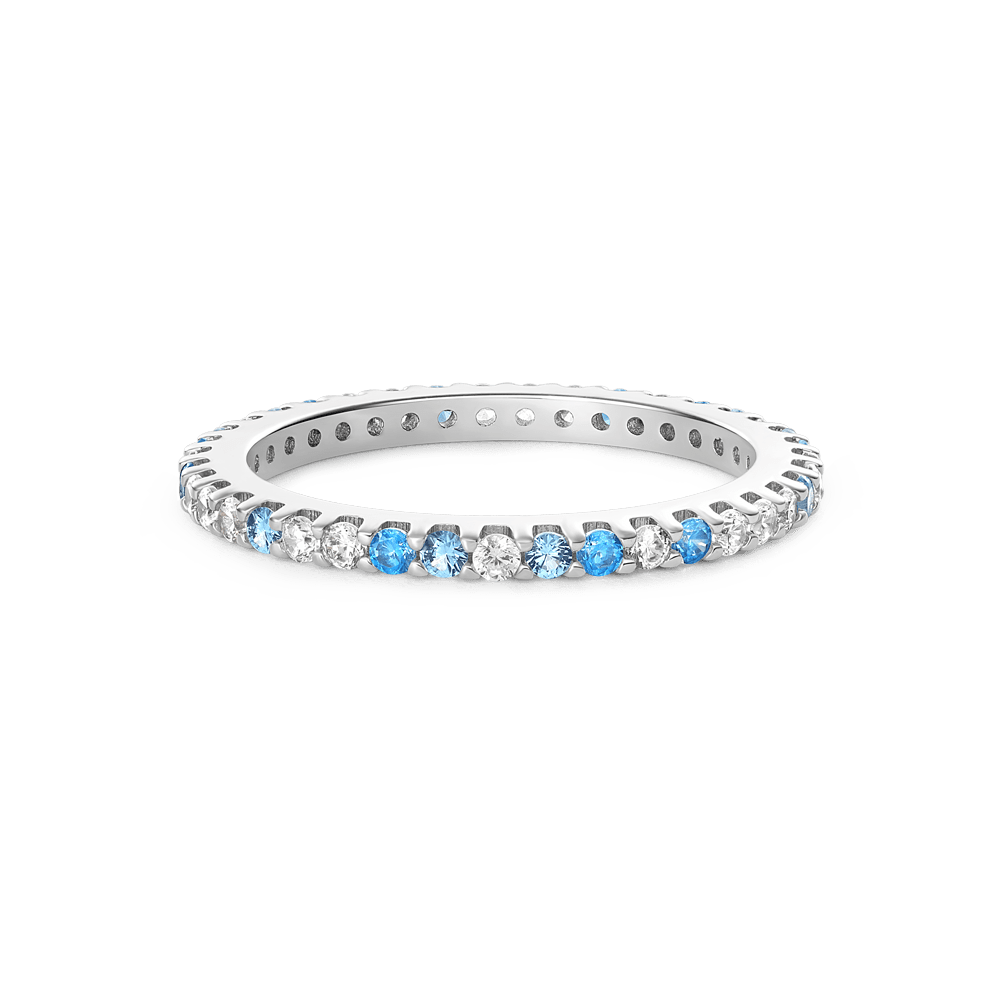 Gradient Blue And White Topaz Eternity Band Ring_1