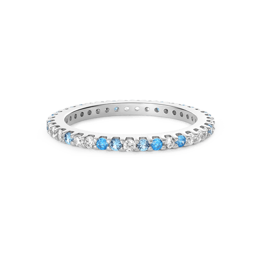 Gradient Blue And White Topaz Eternity Band Ring_1