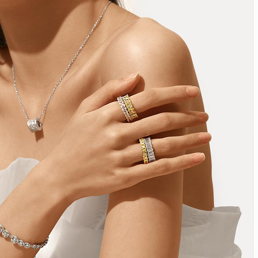 White Topaz Oval-cut Eternity Band Ring_6